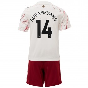 Koszulka Arsenal Pierre-Emerick Aubameyang 14 Dziecięcy Wyjazdowe Stroje Piłkarskie 2020/21 Krótki Rękaw